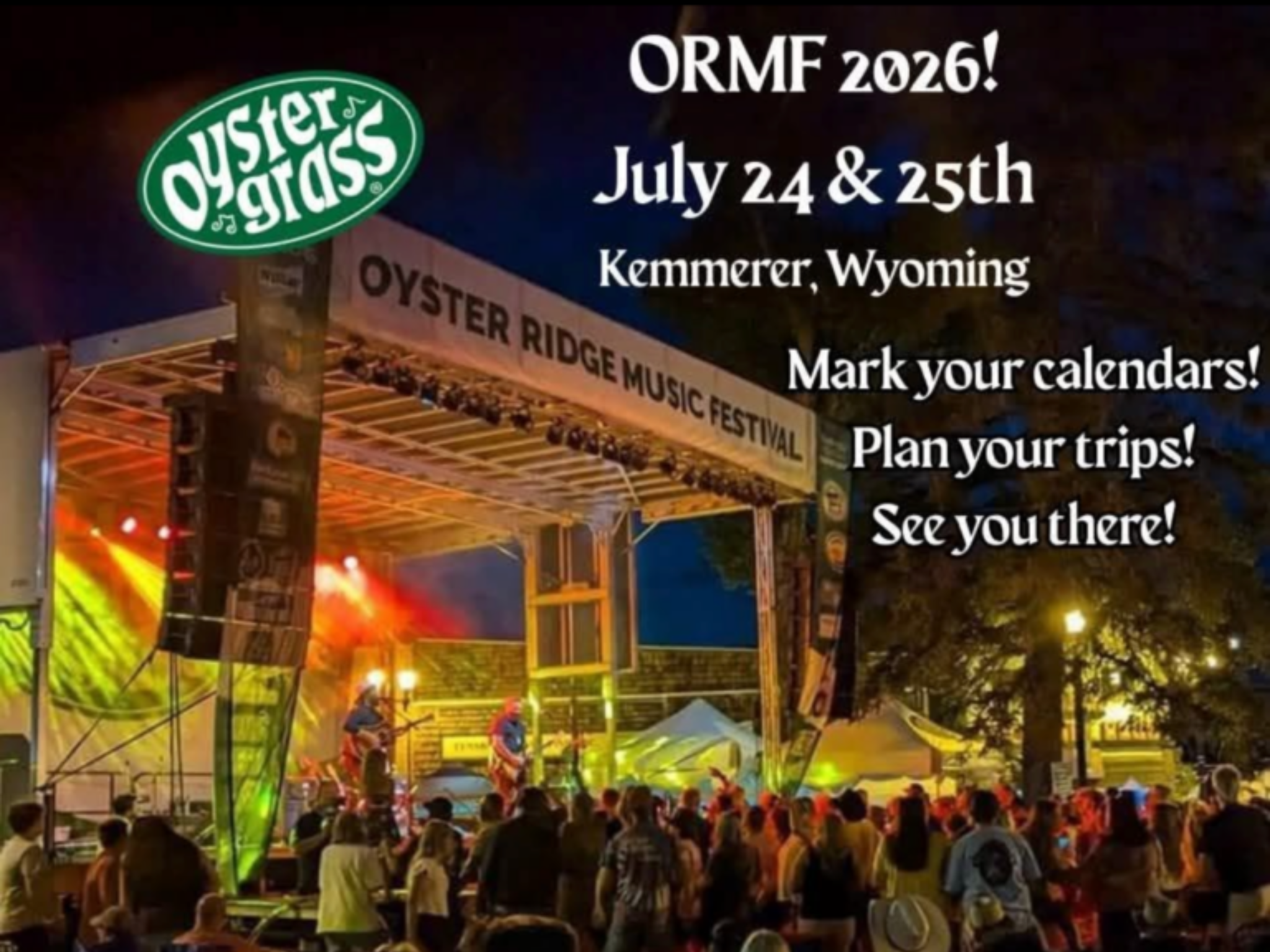 Oyster Ridge music festival crowd at night